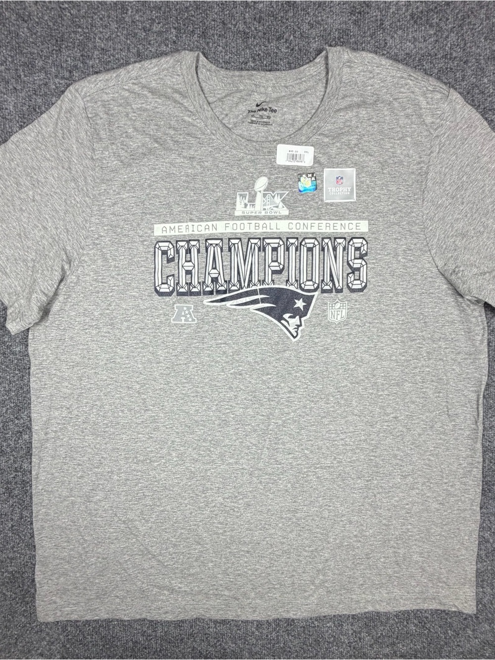 Nike Gray New England Patriots 'Champions' Short Sleeve Tee